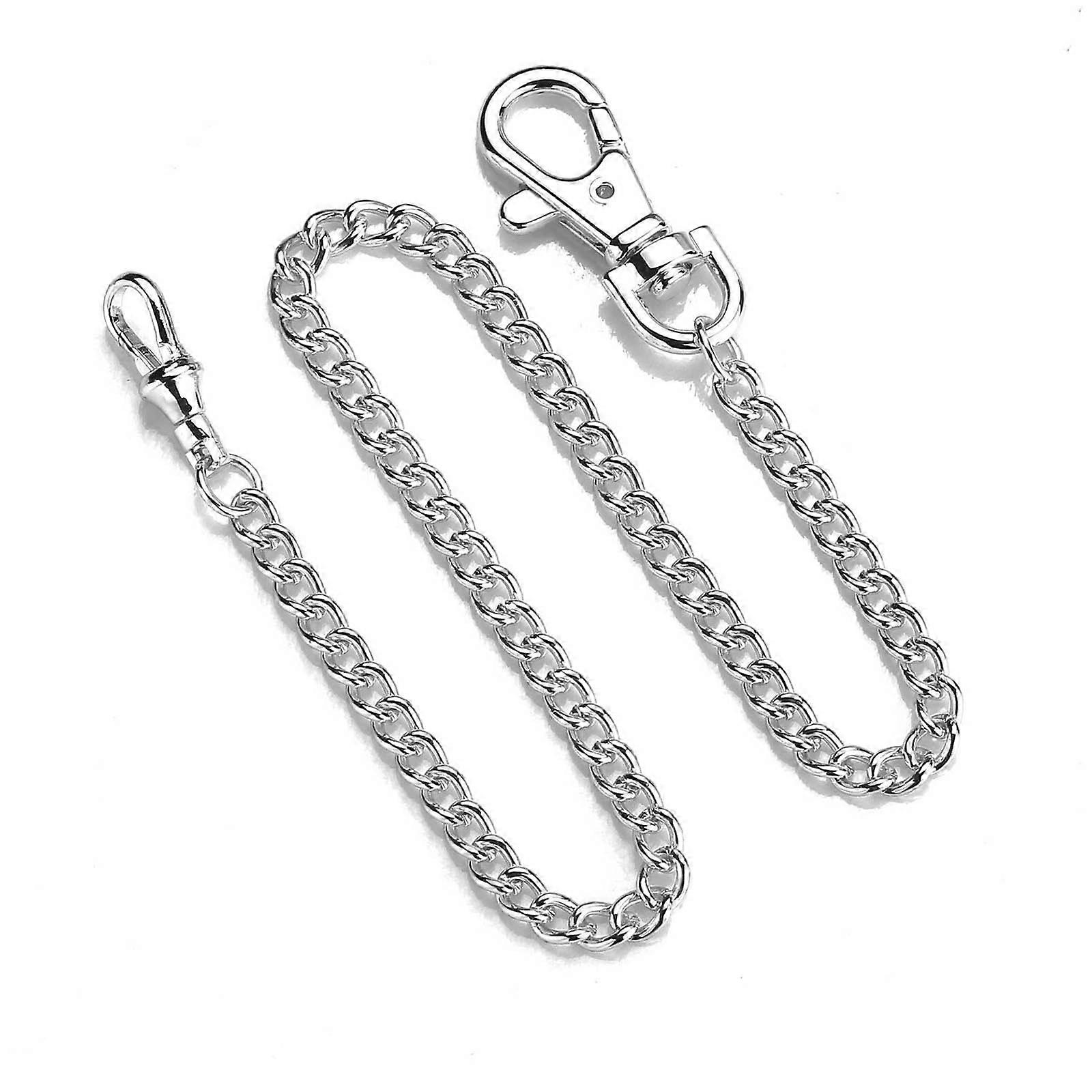 Watch Chains - Silver Alloy T Bar Albert Chain for Antique Quartz Vintage Pocket Watches - Key Pendant Buckle 3 Silver