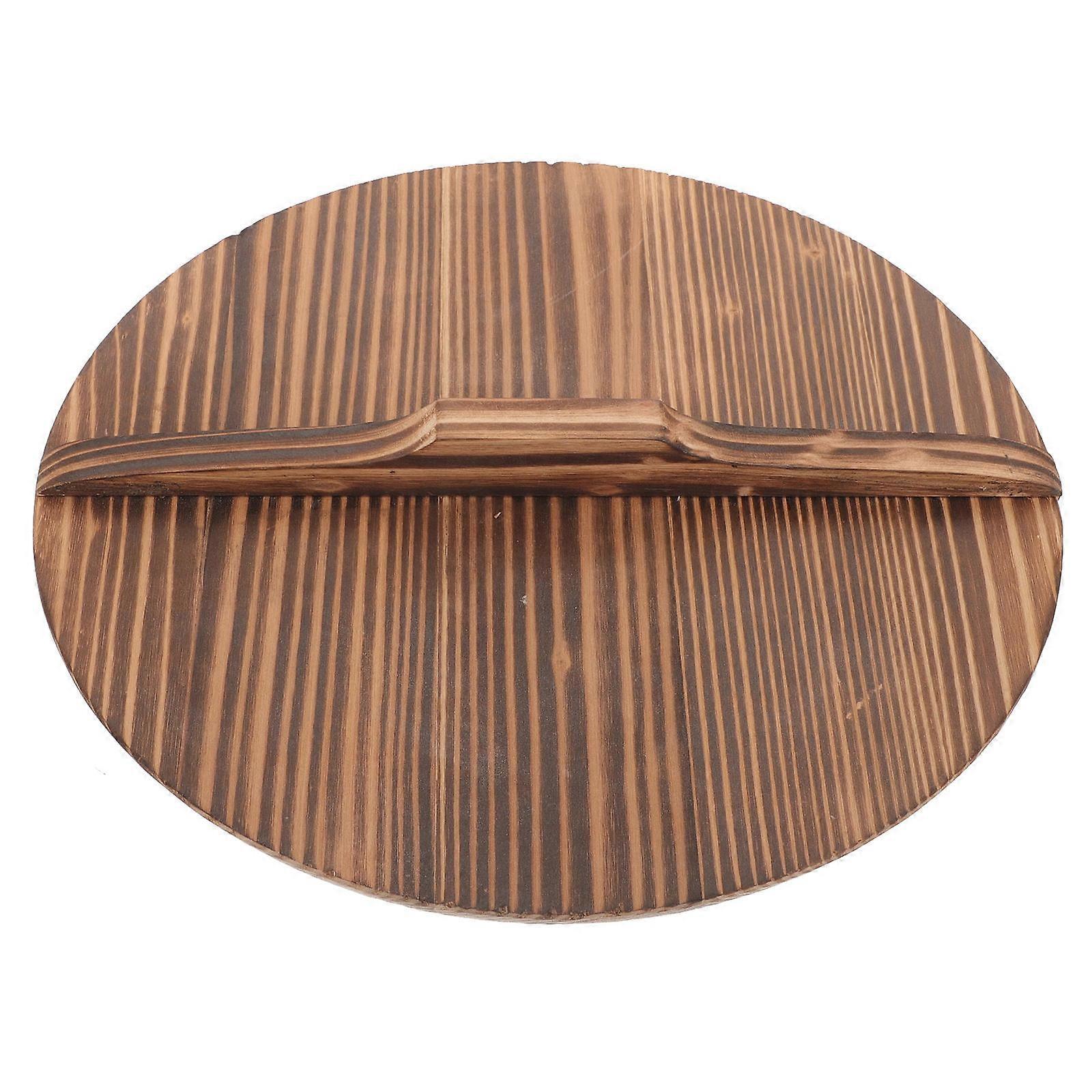Wok Lid Wooden Anti-Splash Cover for Cooking 26Cm Brown Prevents Oil Splashing 1Pack