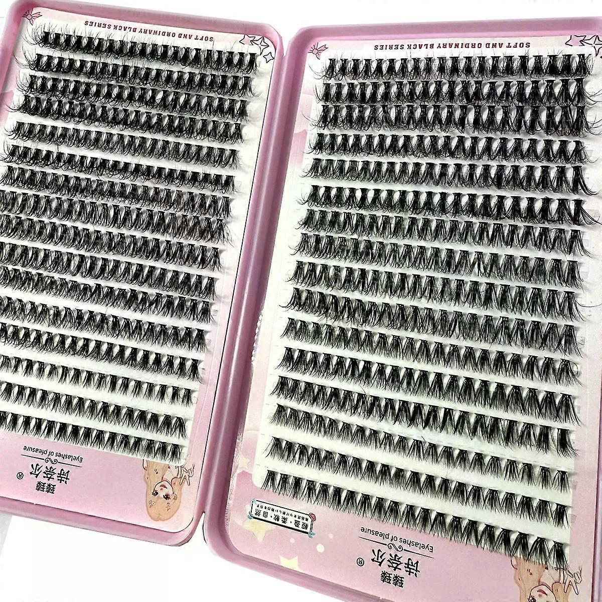 570/640stk Individul Claster Eyeash Tyk & Fluffy Forlængelse 30D / 100D Mix Længde DIY Klynge Vipper Lim