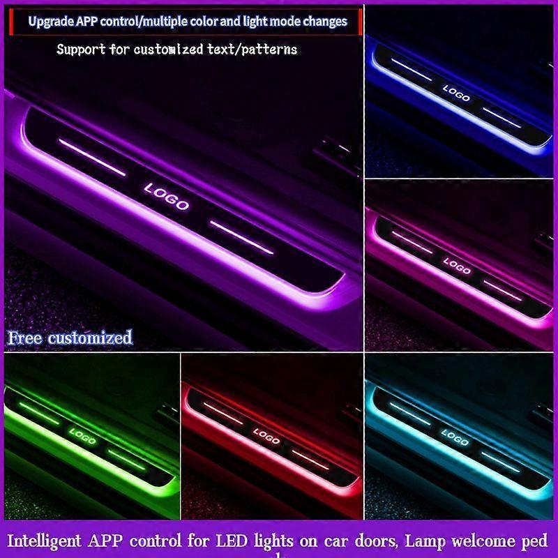 Customized Car door Sill light logo Projector lamp Power Moving LED Welcome Pedal Scuff Plate Pedal APP Control Symphony Motor Vehicle Lighting