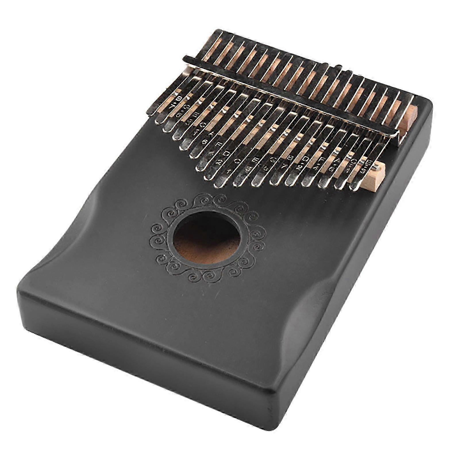 Black 17 Key Kalimba with Tuning Wrench Portable Wooden Body Thumb Piano