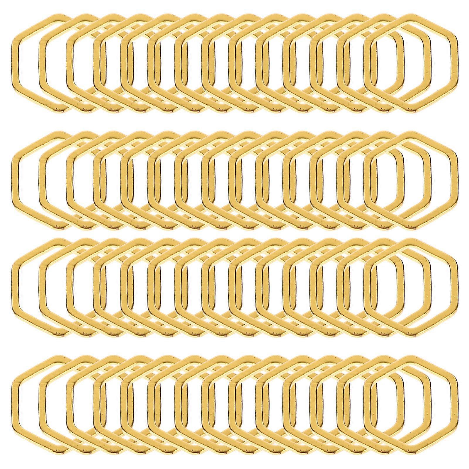Golden Copper Hexagonal Charms for Jewelry Making Crafts 50 Pieces