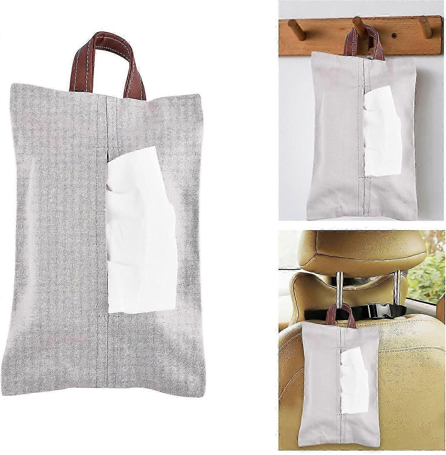 Versatile Hanging Tissue Box for Car, Home, and Bathroom (Grey)
