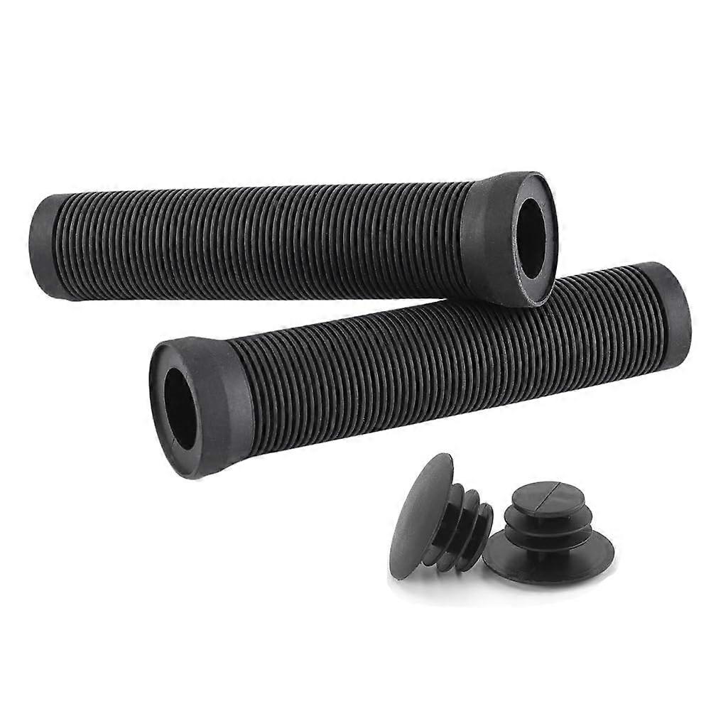 22 mm Non-Slip Shock-Absorbing Black Handlebar Grips for Road Bikes with Bar End Plugs and Ergonomic Design