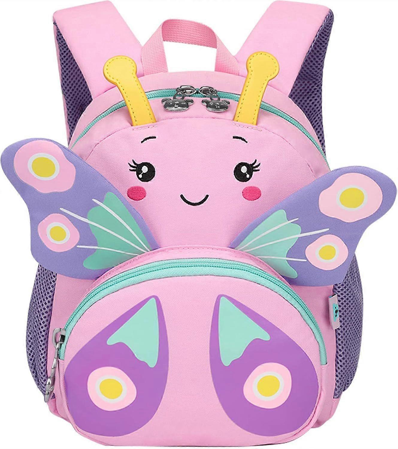 Butterfly-Pink Toddler Backpack - Cute Small School Bag for Girls Age 1-3 Ideal for Daycare Nursery & Travel