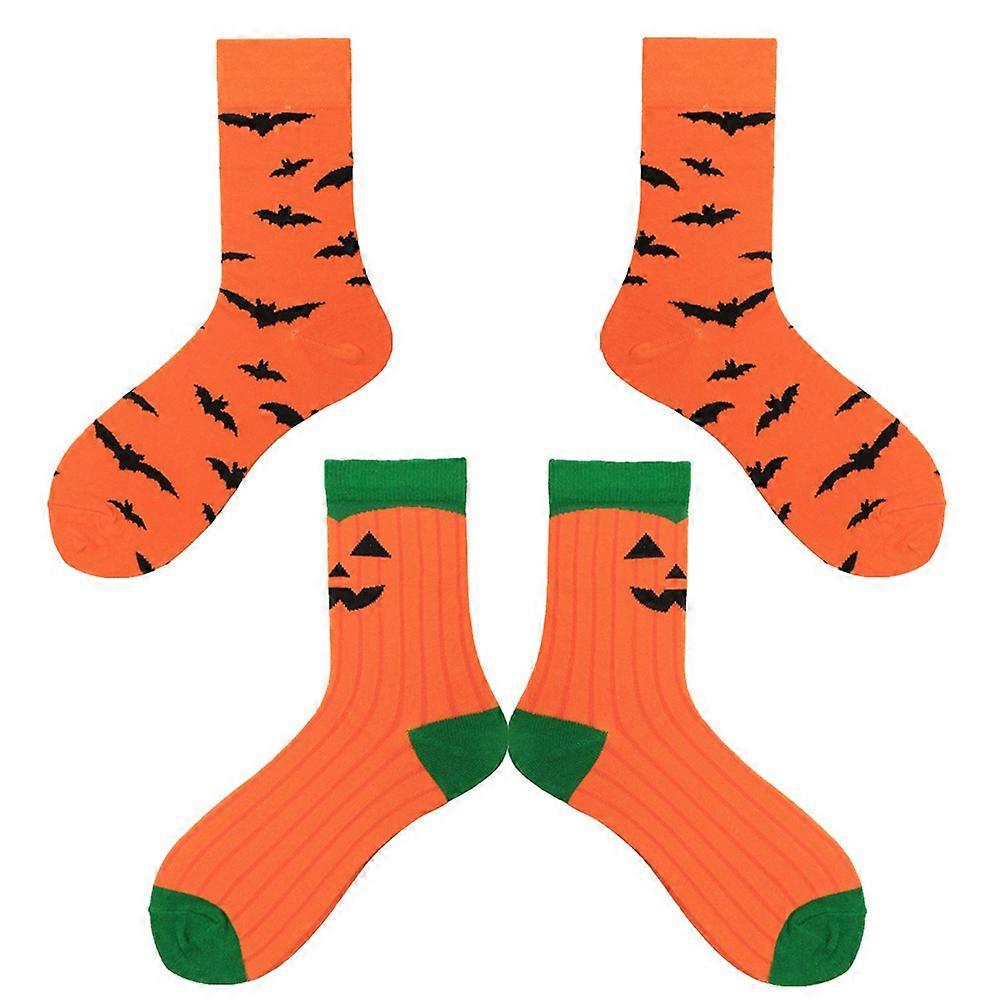 Printed Socks Halloween Sock 2 Pair Orange Breathable