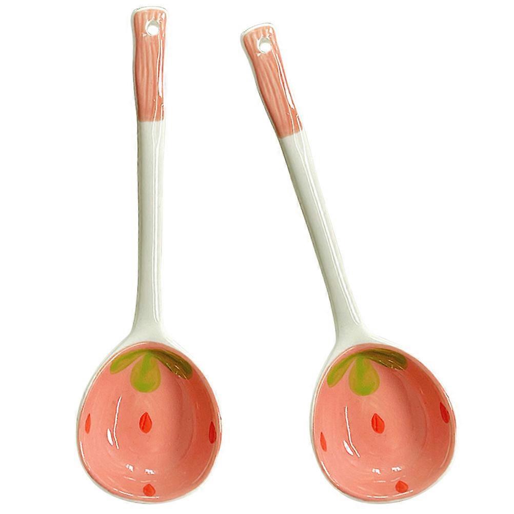Ceramic Dessert Spoons Set of 2 Elegant Kitchen Utensils for Coffee, Tea, and Sweets Smooth Design for Home Use