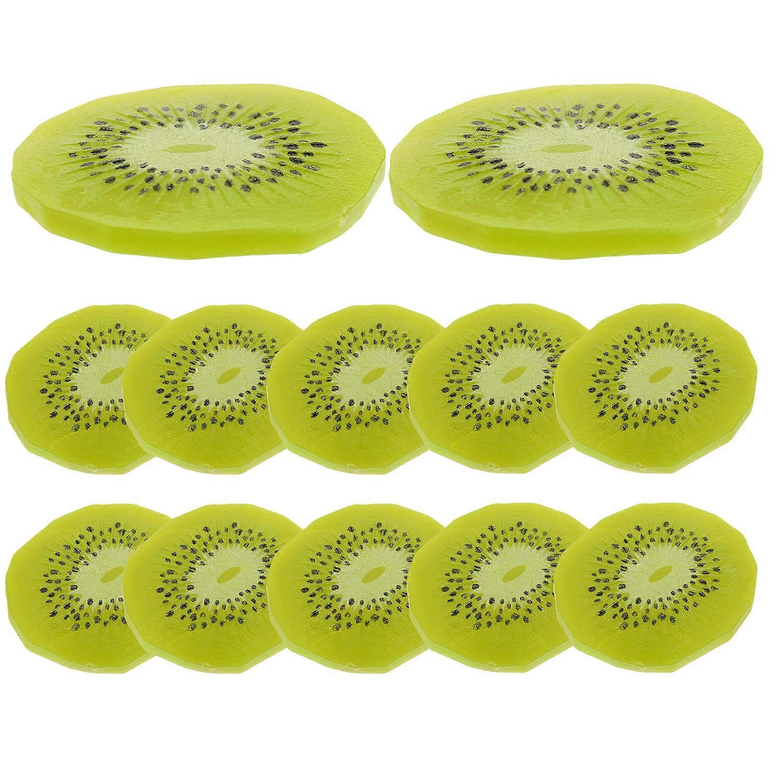 12pcs Realistic Kiwifruit Slices Lifelike Artificial Fruit Decor for Photography Props, Table Centerpieces & Home Decoration