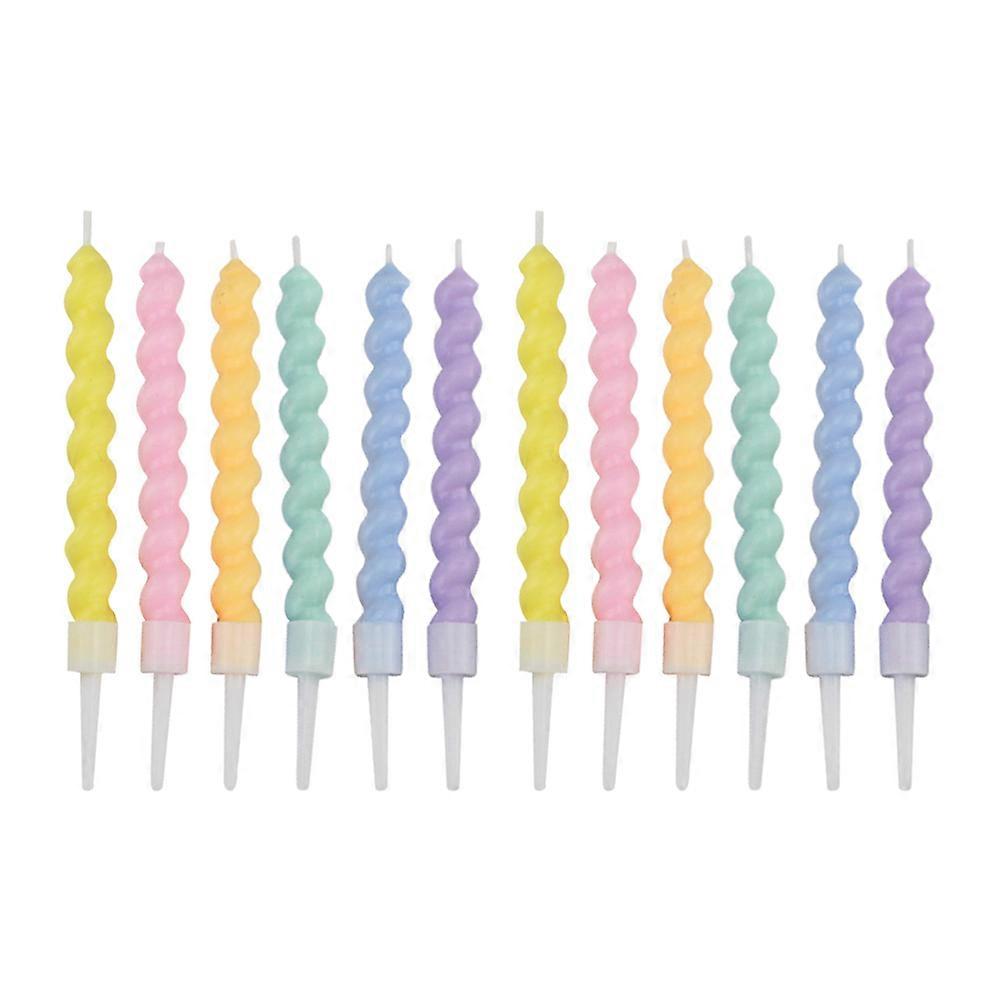 Mini Birthday Candles Threaded Cake Decoration Wedding Assorted Color 8.2X0.6X0.6CM 12Pcs