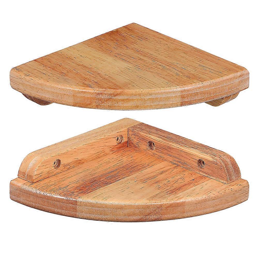 Rustic Wall Shelf Fan-Shaped Wood Wall Mounted Storage For Living Room Bedroom Bathroom Modern Aesthetic 5.9×5.9×1.6in 2Set