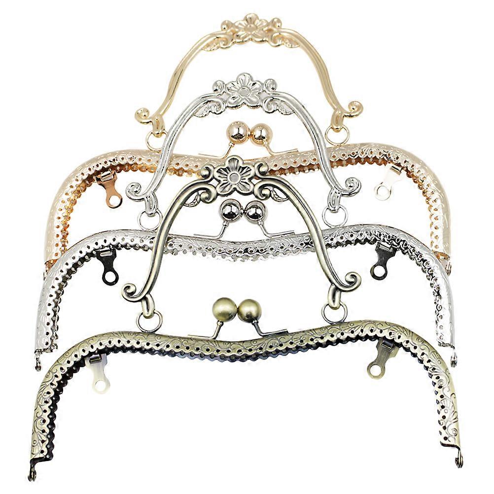 3Pcs M Shaped Iron Frame Handle with Plum Blossom Design for DIY Handmade Bag Accessories Assorted