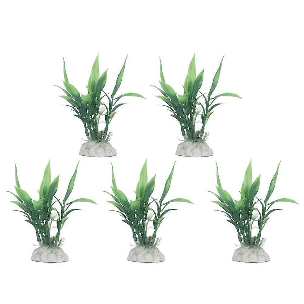 1 Set 5 Pcs Simulate Bamboo Grass Artificial Aquatic Plant Simulate Plant Plastic Plant Ornament for Fish Tank (Green)