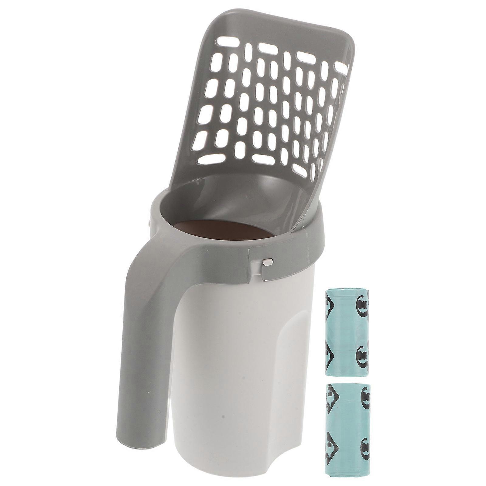 Waste Can and Refill Bags Cat Litter Scooper Practical Tool for Pet Cleaning 1Set