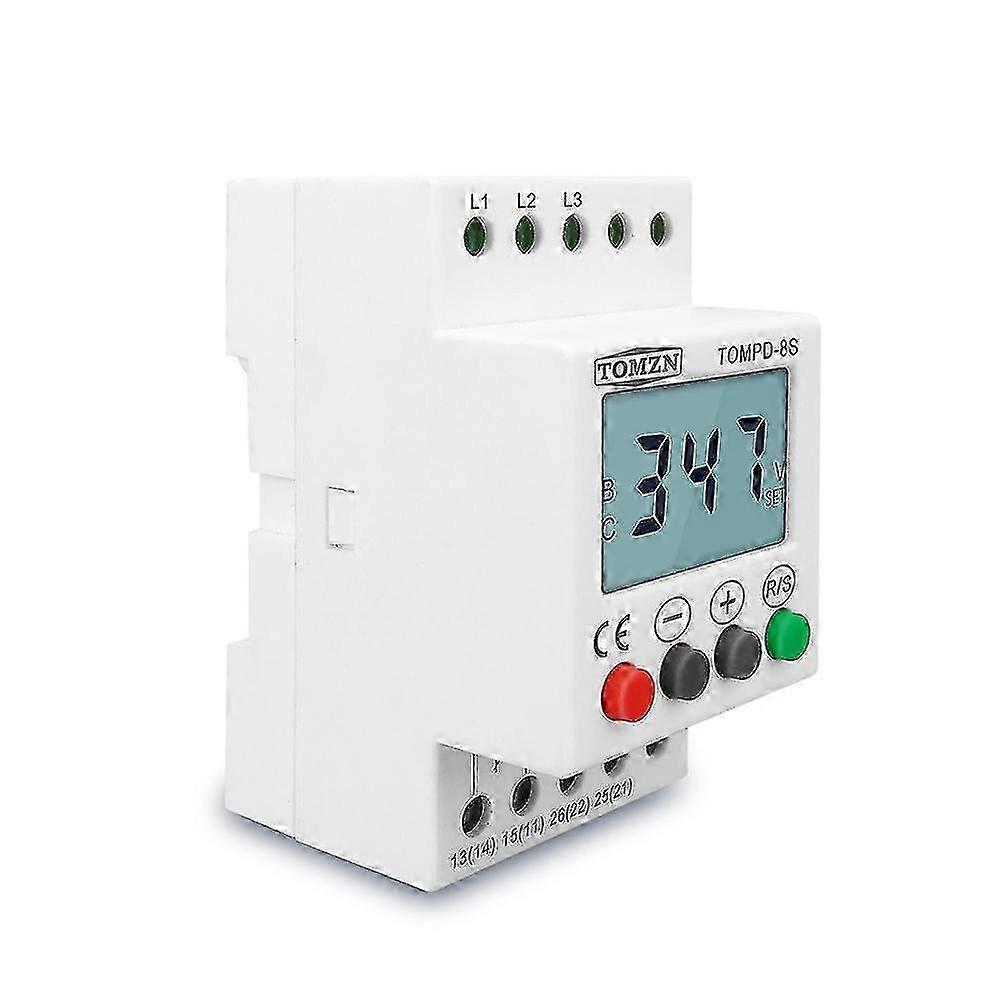 2025 3 Phase Din Rail Voltage Relay Adjustable Under Over Voltage Protector Voltage Monitoring Protection Relay Tompd-8s