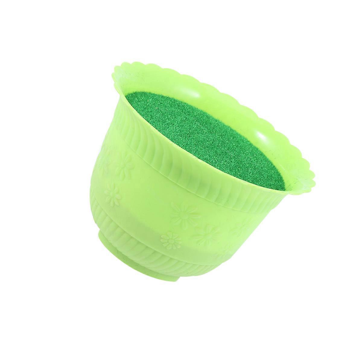 Square Plastic Flower Pot With Simulation For Home And Garden Decoration Green 1Pack