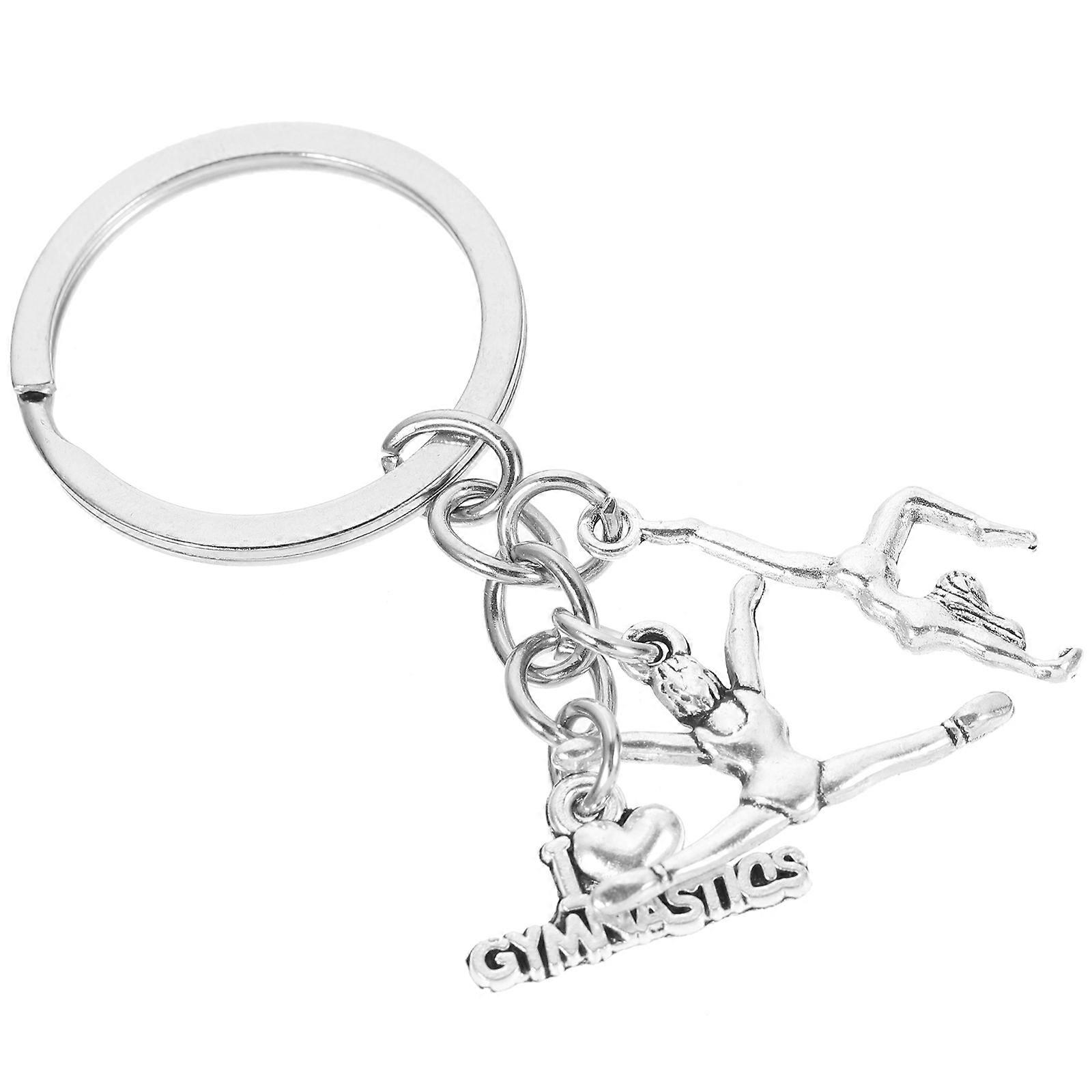 Gymnastics Keychain in Silver Alloy for Decor Adds Beauty to Daily Style and Bags