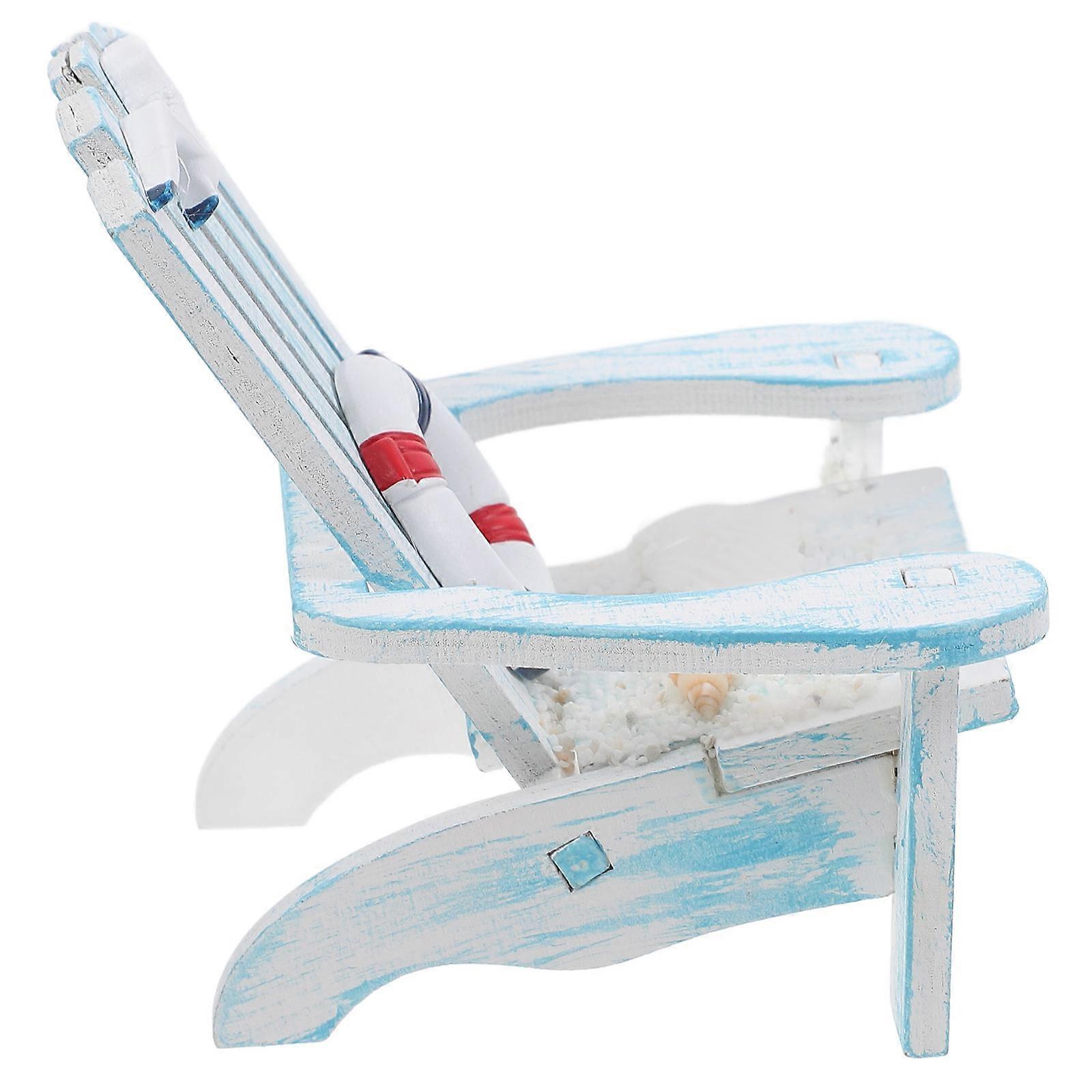 Mini Beach Chair Phone Stand Mediterranean Style Indoor Display Sky-Blue 10.00X10.00X9.20CM 1Set