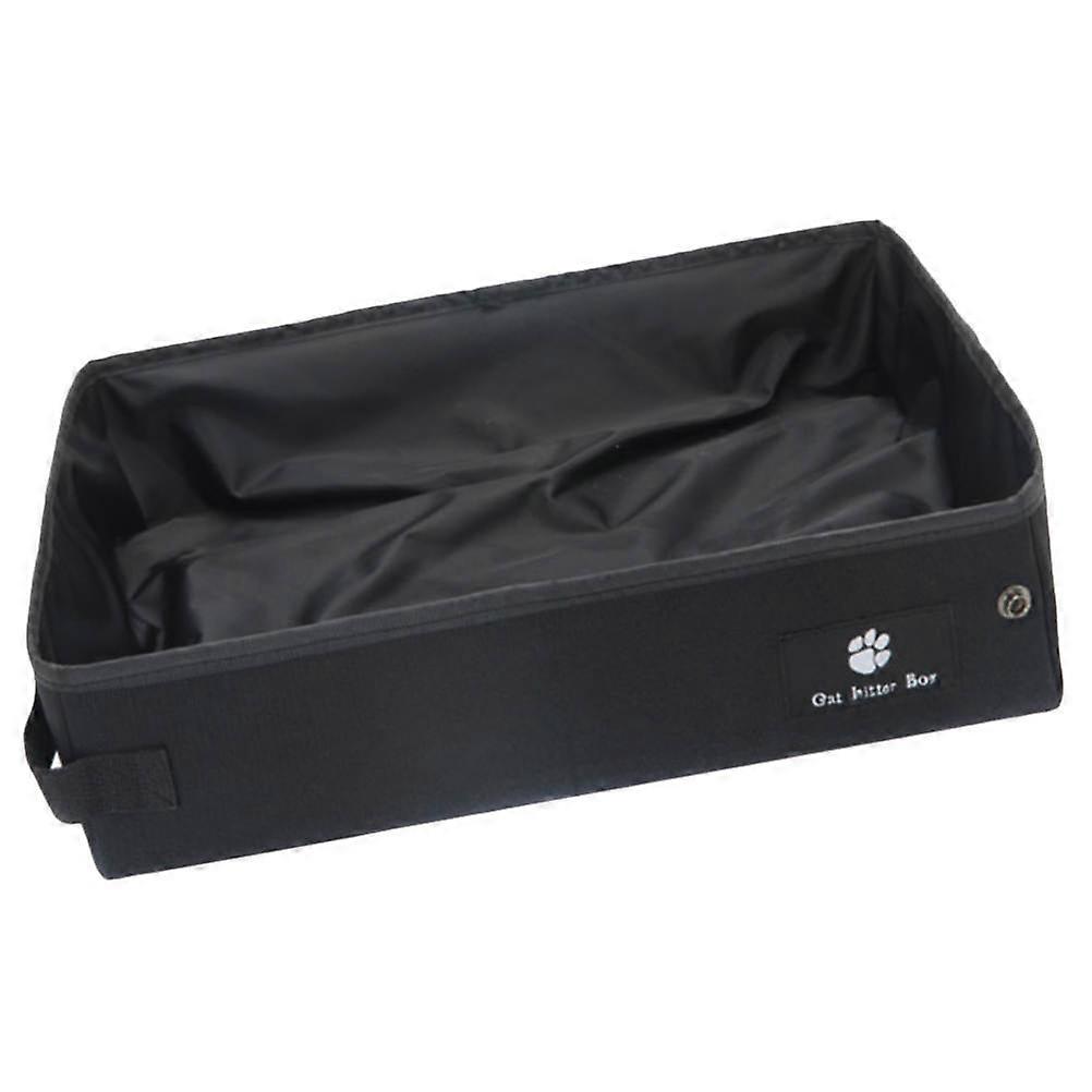 Portable Cat Litter Box Black Oxford Travel Lightweight Litter Box for Storage Use and No Mess Usage
