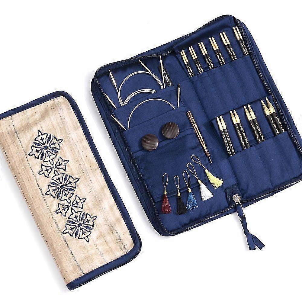 Knitting Pins Circular Interchangeable Set Heirloom With Khadi Silk Zippered Case