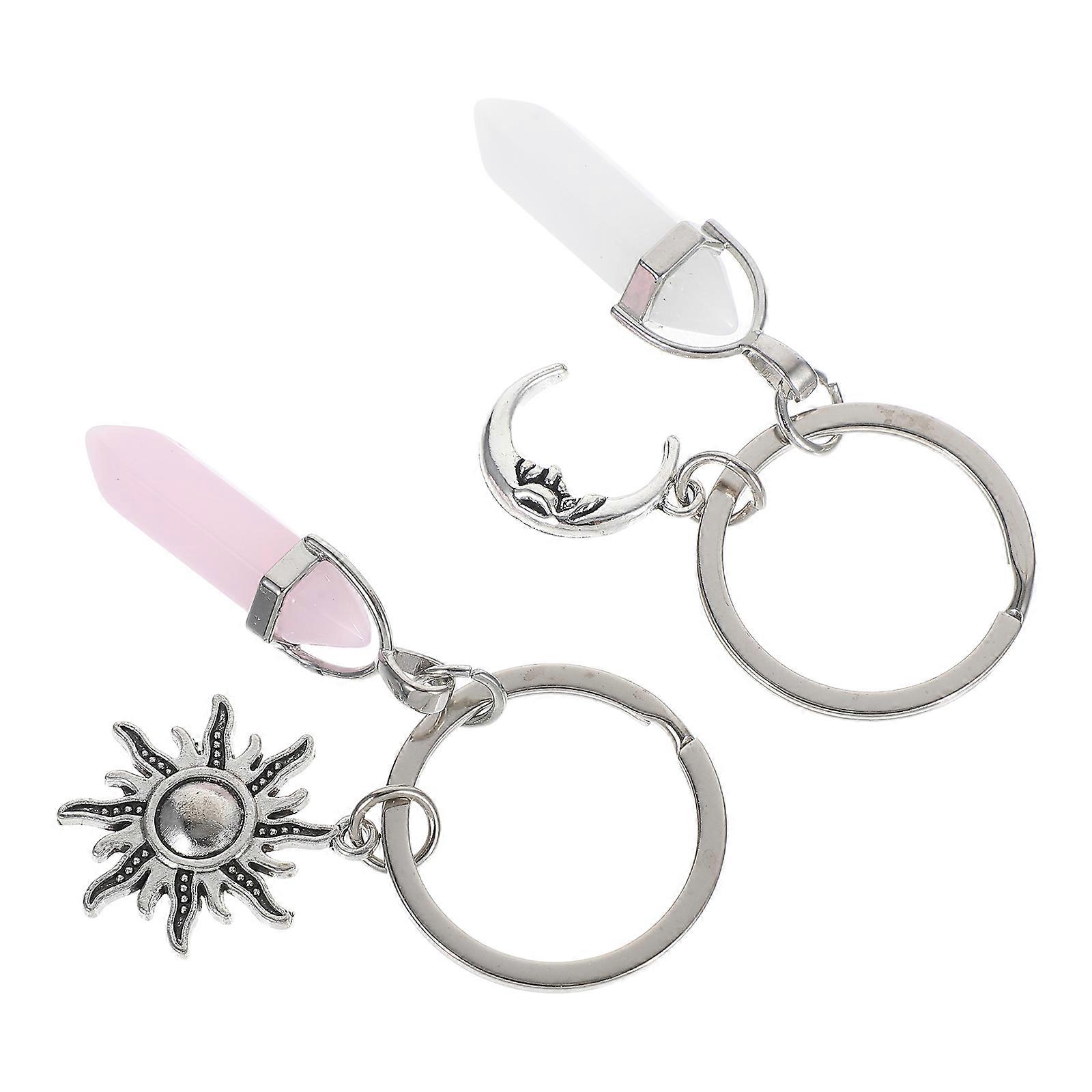Moon and Sun Metal Keychains – Durable Creative Key Rings for Bags, Backpacks, and Car Accessories – Unique Heart Design for Friends and Couples