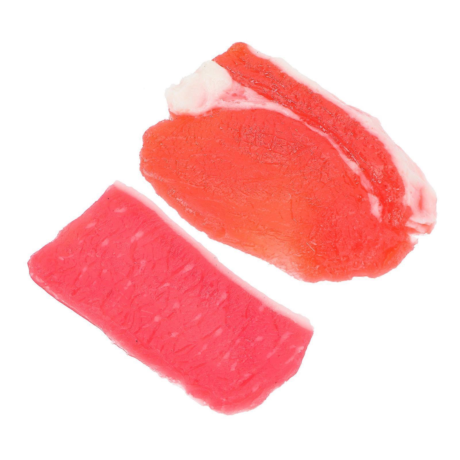 Artificial Foods 2Pcs Pork Slice Ornament Realistic Food Decor For Simulation Meat Dining Table Display 11x7.2cm