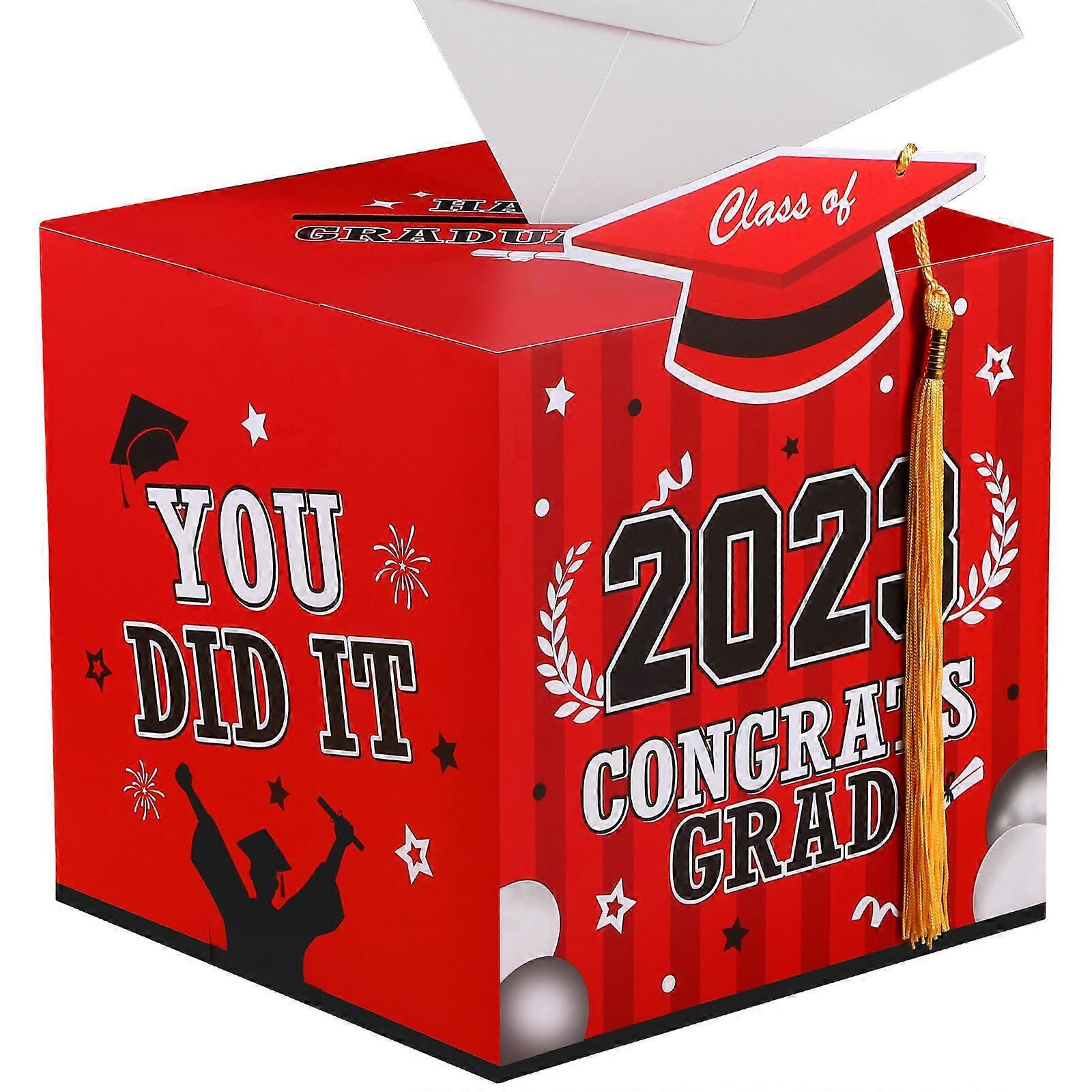 Graduation Card Holder Decoration For High School Graduates Featuring Red Color And Square Shape 1 Set