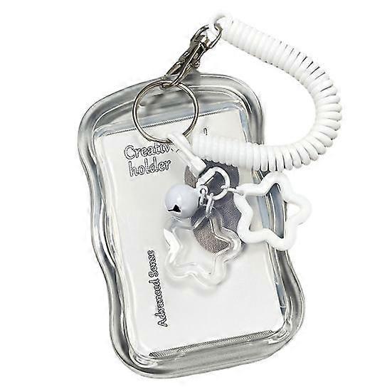 ID Badge Holder with Keychain And Spring Rope Silicone Card Sleeve with Clear Window Photo Card Protective Case with Bell Decor for Office Hospital
