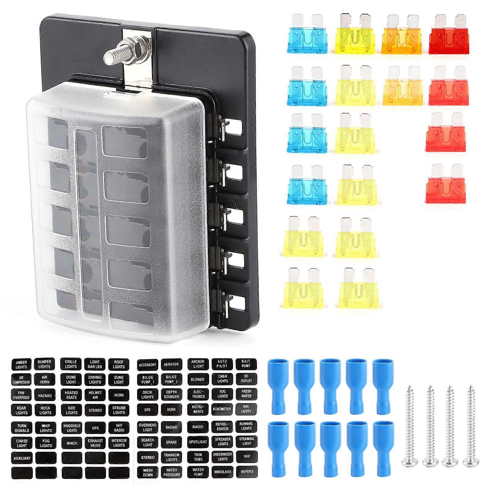 fuse box 10 way blade fuse block holder with LED indicator