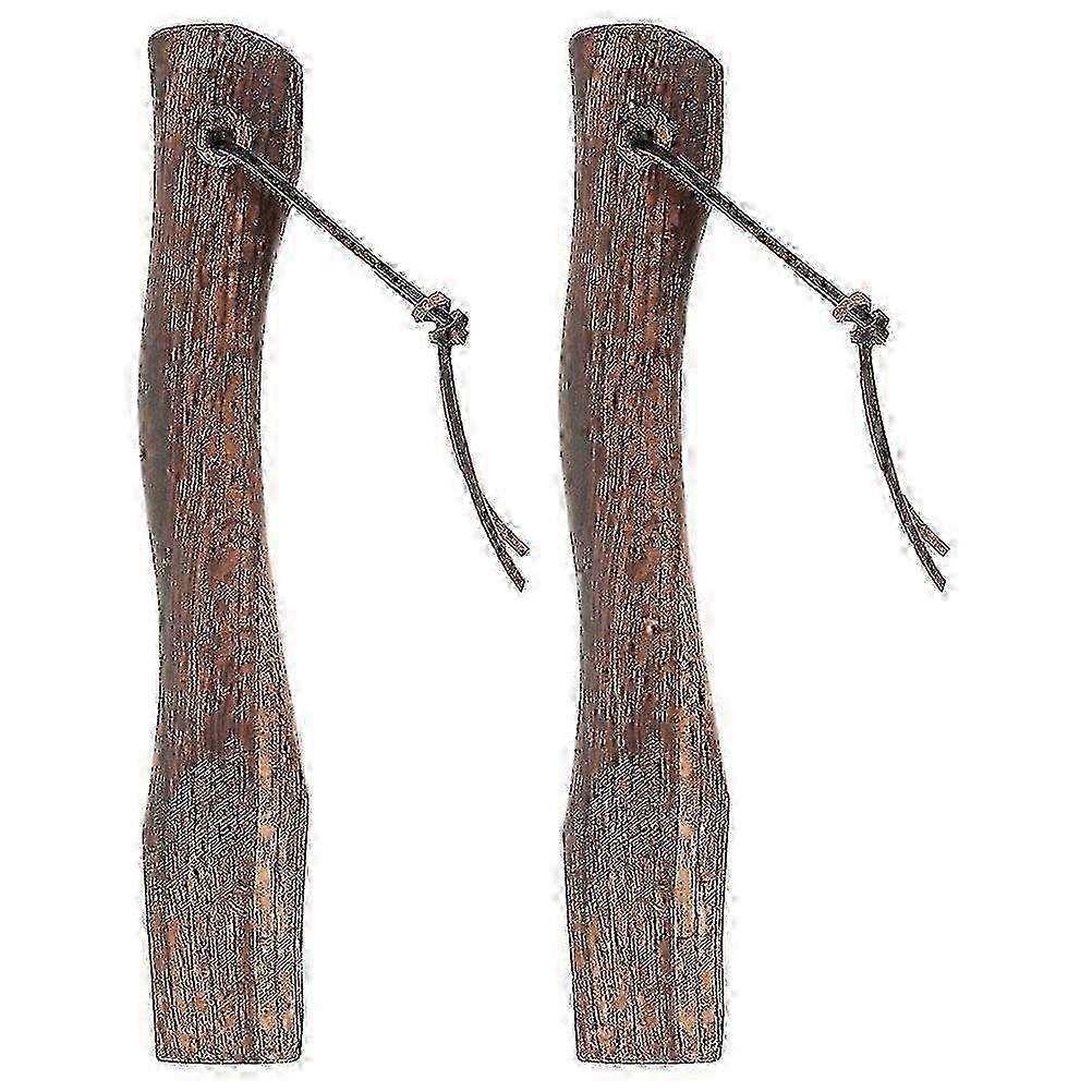 2 Pieces Wooden Axe Handle Replacement - Coffee Color 27x4.5x2.7cm - Durable Wood for Outdoor & DIY Projects