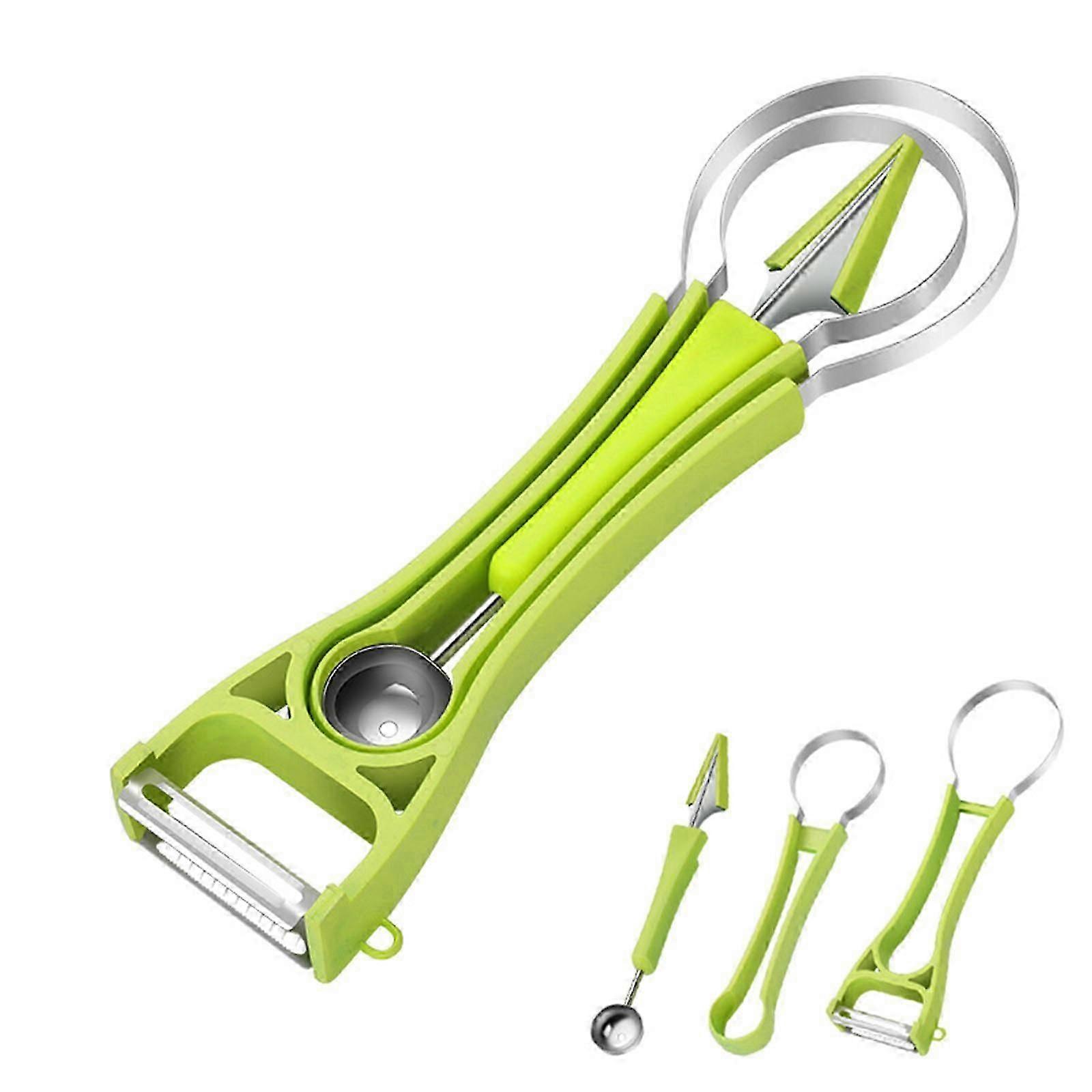 Watermelon Cutter Melon Baller Scoop Set, 5 In 1 Watermelon Fork Slicer Cutter, Watermelon Popsicle Cutter, Melon Carving Tools Fruit Peeler & Separat