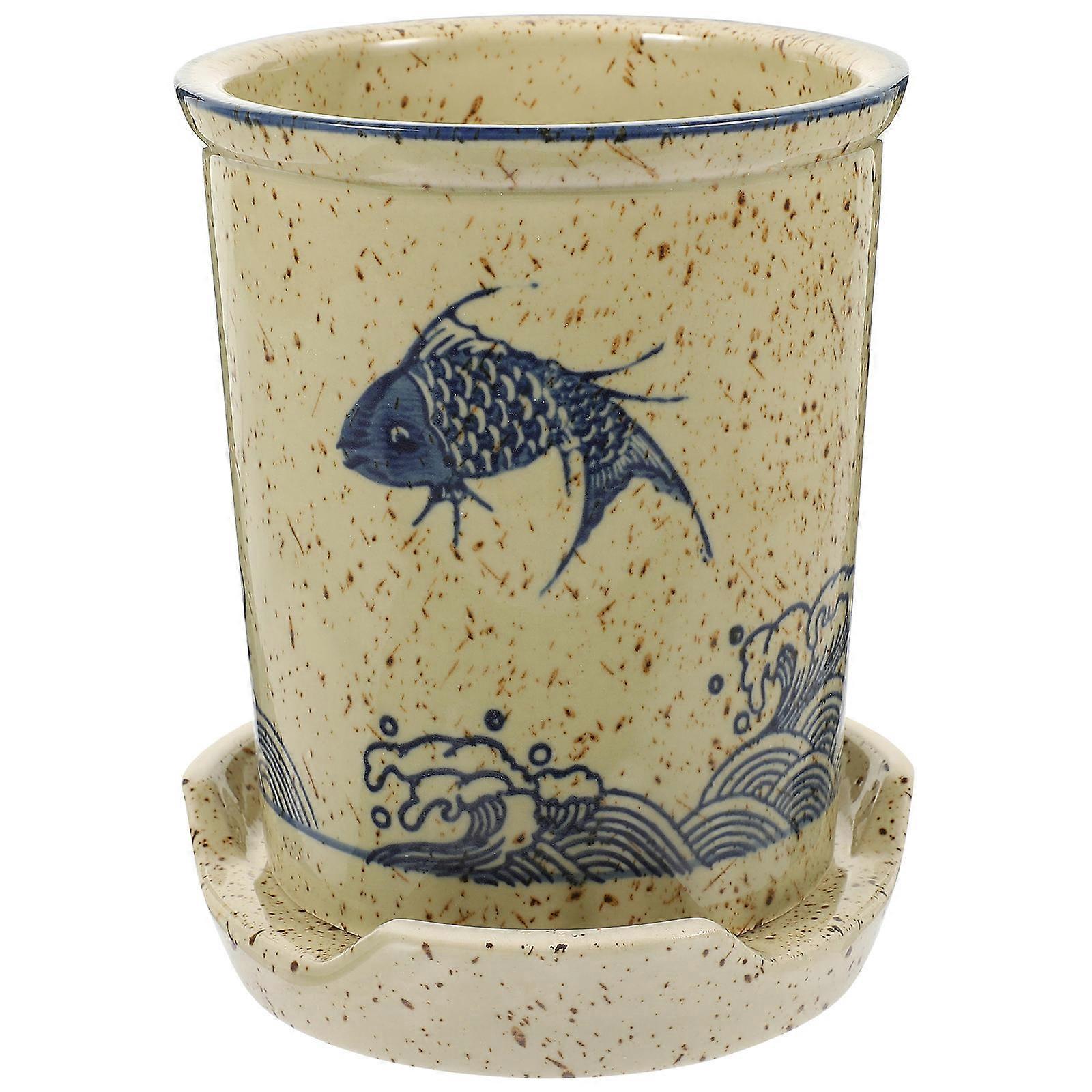 Drainable Kitchen Utensil Holder Ceramic Tableware Holder For Dining Simple Style 1 Pcs