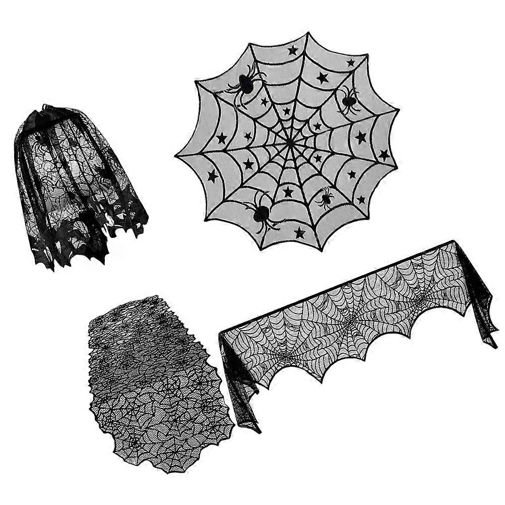 Spiderweb Tablecloth Halloween Decoration Polyester Perfect For Halloween Party 1 Set