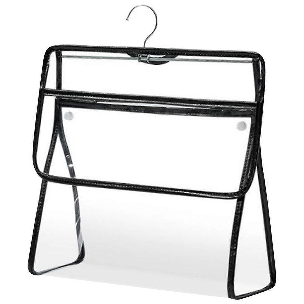 Practical PVC Storage Bag for Bathroom with Transparent Design and Hook Black 7.8x5.9x11.8 Inches