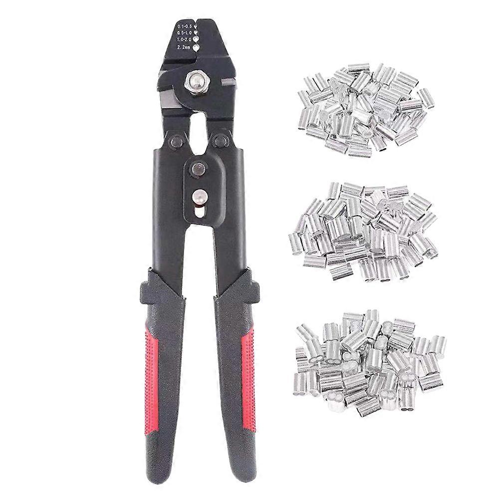 Fishing Crimping Tool With 180 Pcs Aluminum Double Barrel Crimping Loop Sleeve For DIY Projects M1.2 Corrosion Resistance 1 Set