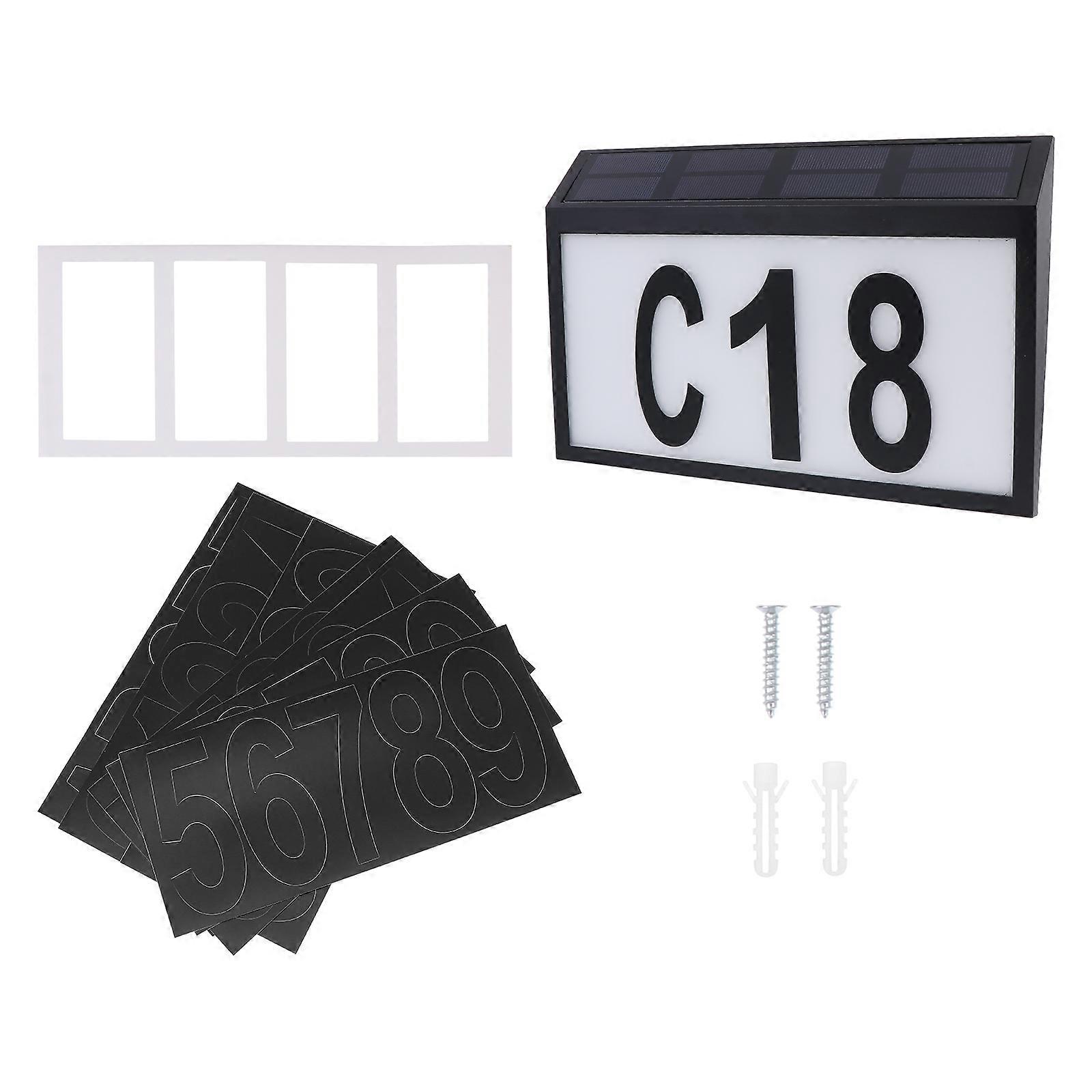 Solar Number Plaque LED Lighted House Address Sign Outdoor Doorplate with Digits Durable Weatherproof Wall Lamp for Emergency Visibility Year Round