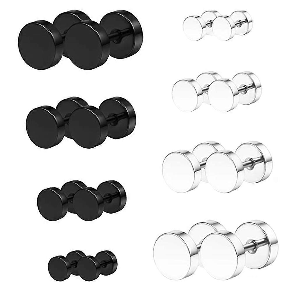6pcs Unisex Black Stainless Steel Screw Ear Studs Comfortable Everyday Wear for Men and Gifting