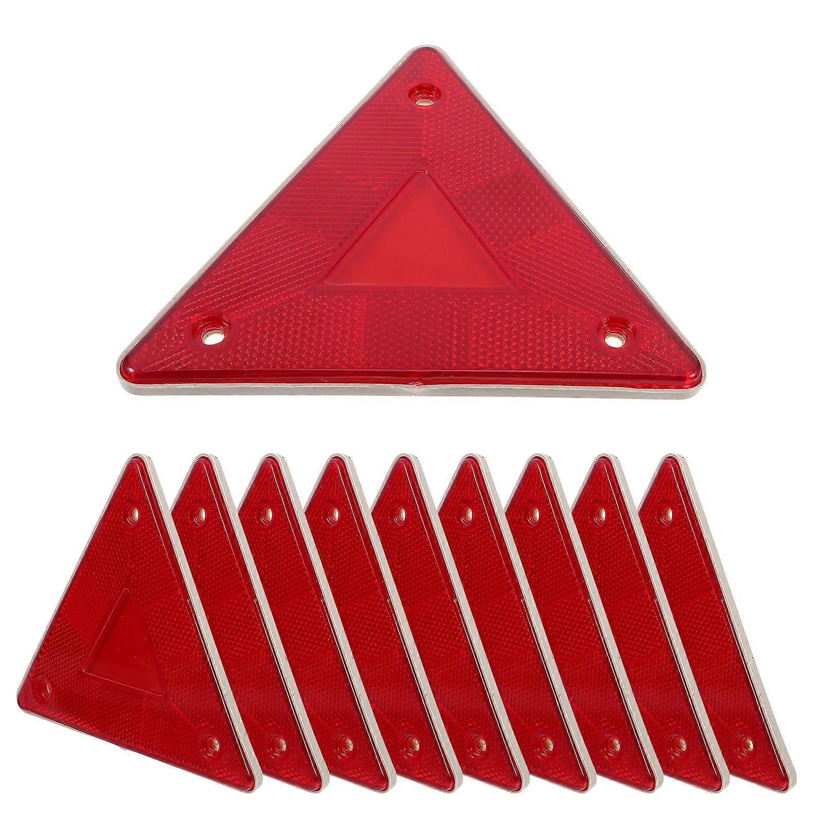 10pcs Reflective Truck Warning Triangles – Small Roadside Safety Signs for Night Driving & Emergency Alerts, Red Triangle Frames