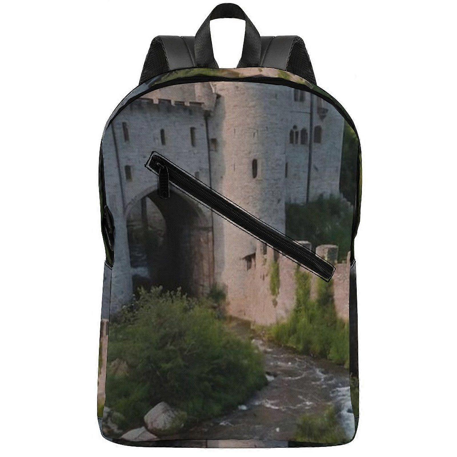 w3889 Kingdom Durable Semi-Full Print Backpack with Protective Laptop Compartment and Adjustable Straps u3889