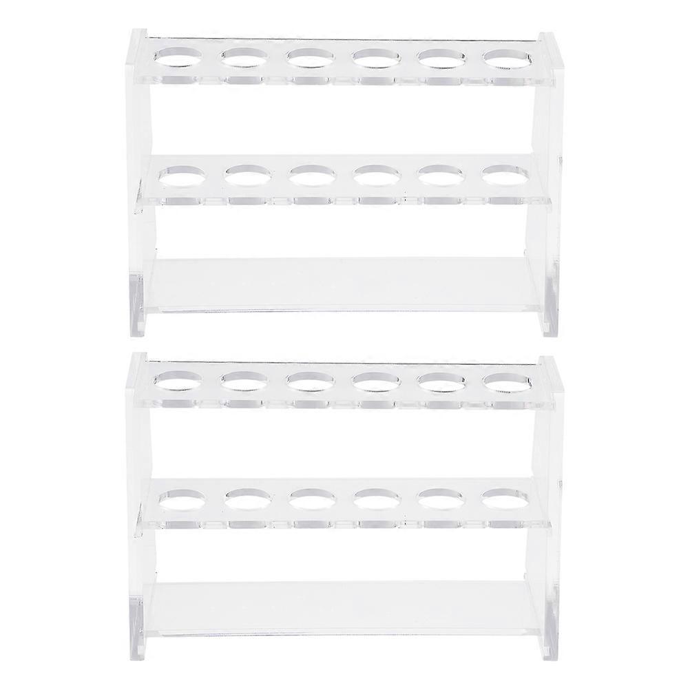 Acrylic Test Tube Rack Dual Layer Holder for Experiment Use Clear and 2 Pieces