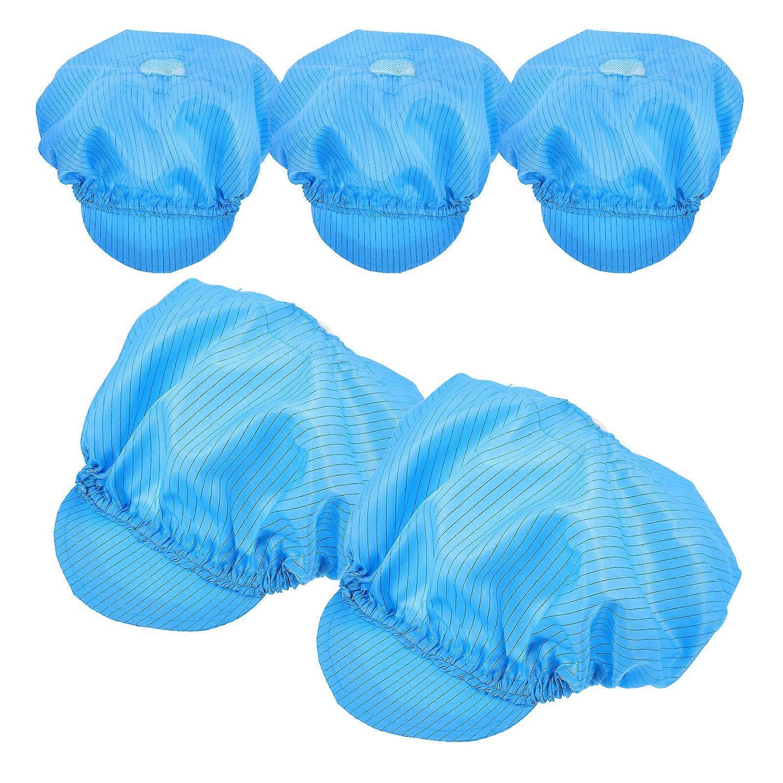 Anti-Static Cap Breathable Working Hat for Protection Use 5Pcs Blue