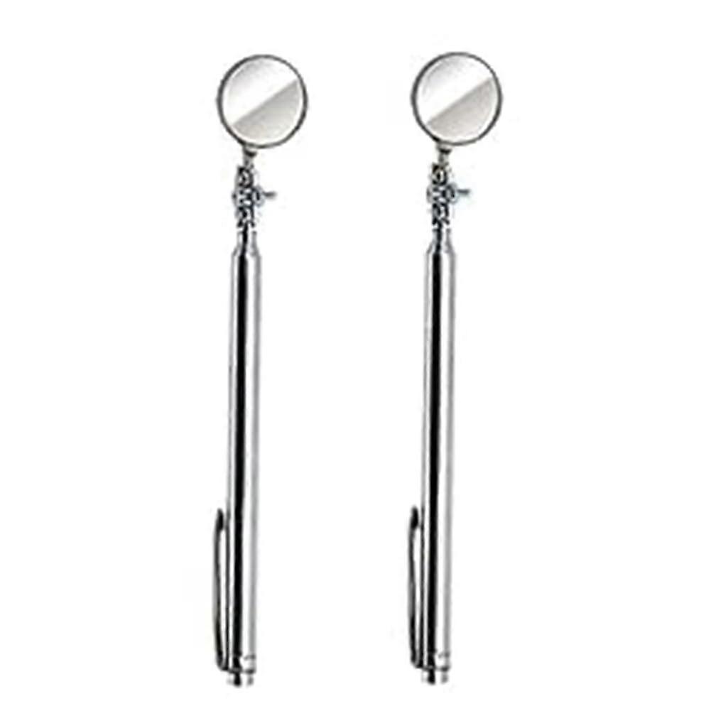 Round Telescope Pocket Inspection Mirror, 30mm Diameter, Extendable Handle Length 4.5 to 18 Inches (2-Pack)
