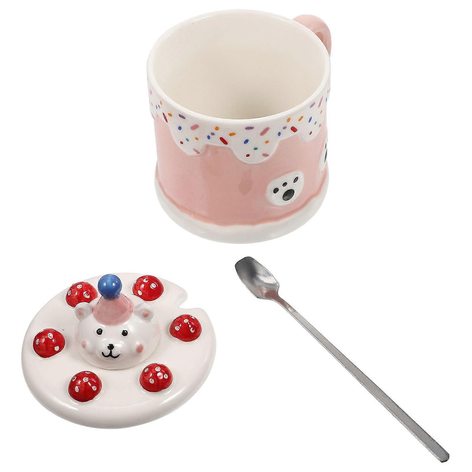 Cute Ceramic Mug Relaxing with Coffee Pink Craftsmanship 1 Set