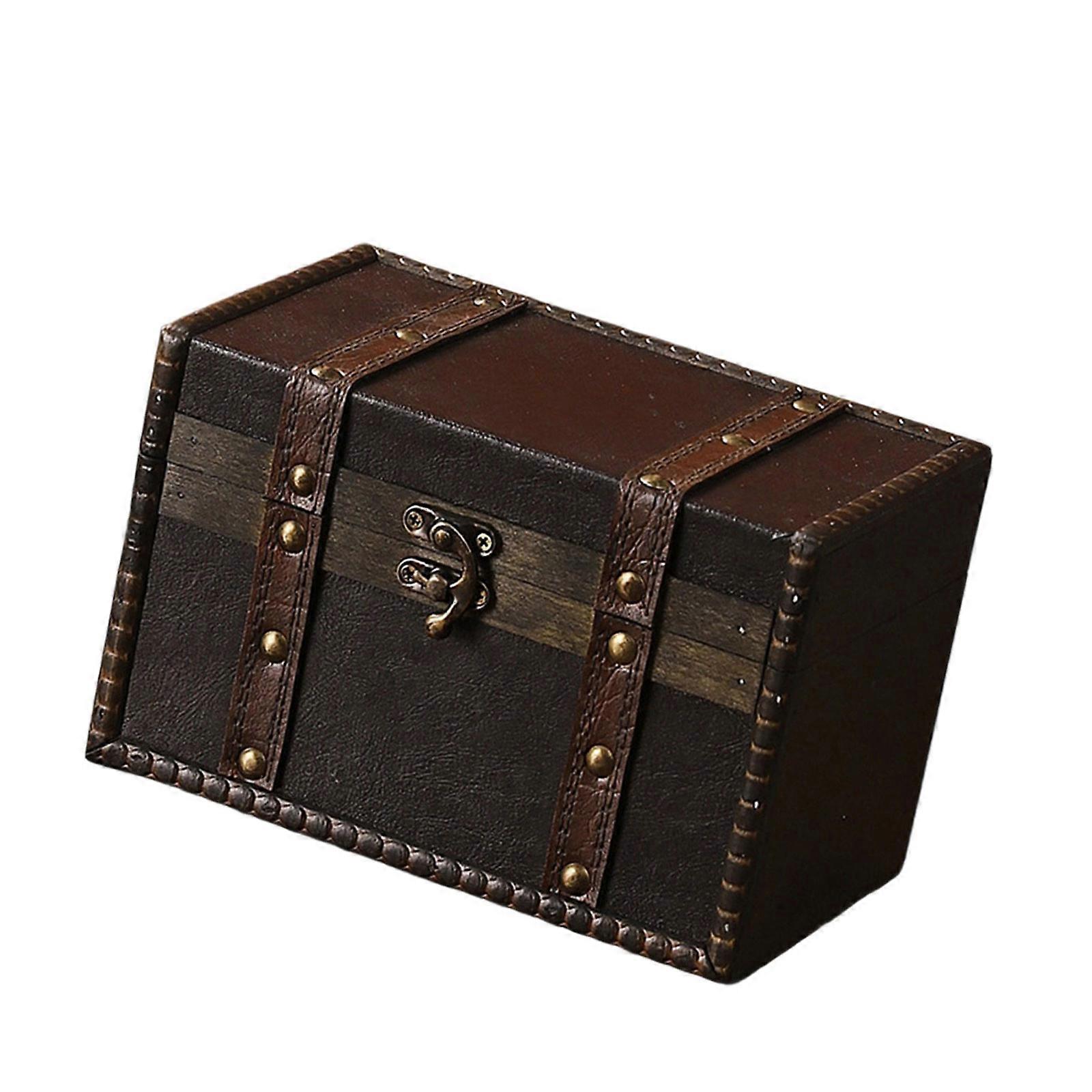 アンティークヨーロピアンスタイルハンドヘルド収納ボックス丈夫な旅行用ウッドケースアクセサリー衣類や本の整理用マルチカラー