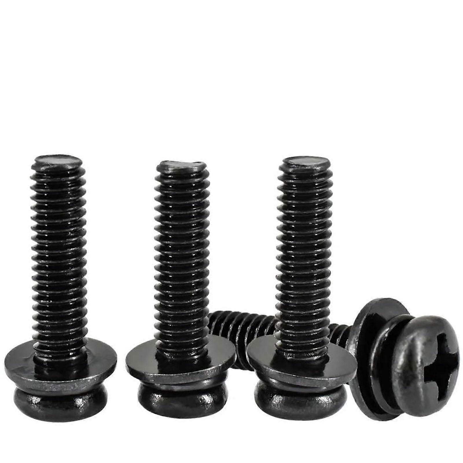 Round Head Triple Combination Screw M4 x 16 mm with Flat Washers and Spring Washers Set 20 Pieces