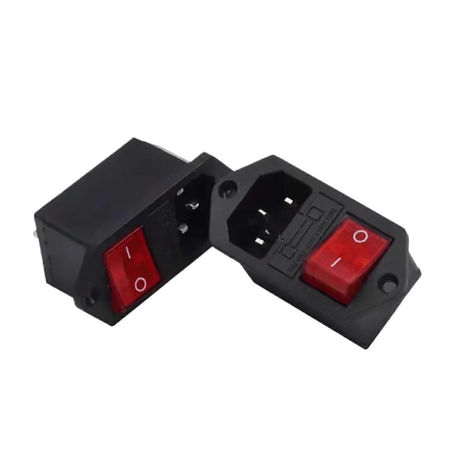 Red Rocker Switch 10A250VAC 3 Pin Terminal Power Socket with 10A Fuse (20PCS)