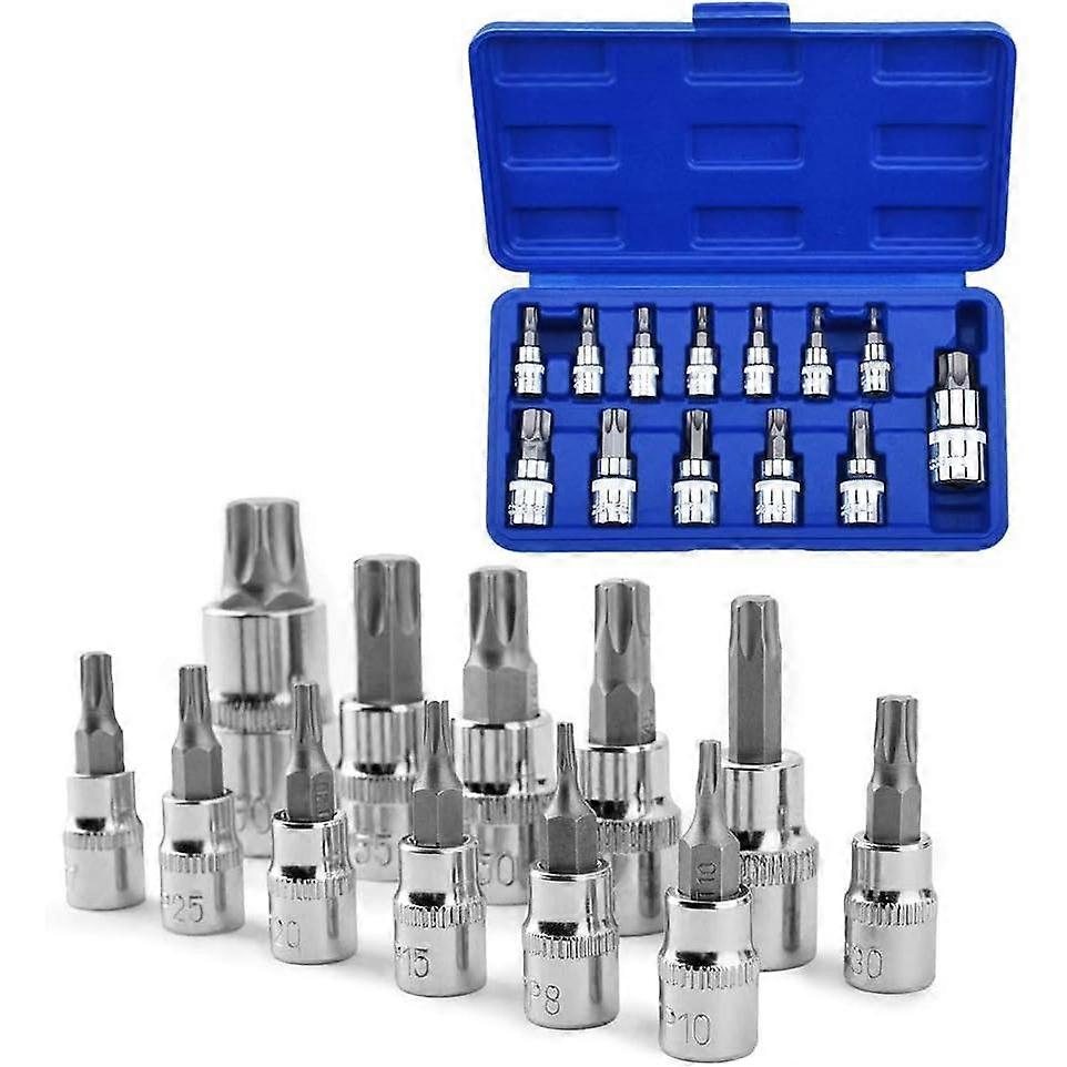 13-piece S2 steel socket set, socket wrench set, 6-piece socket adapter and reducer set, screwdriver bit set