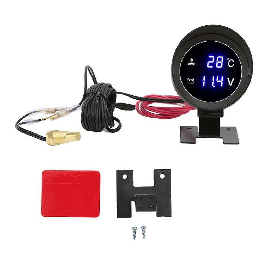 DC 9-36V Car Water Temperature Gauge Voltmeter 2-In-1 Meter With Water Temperature Sensor For Automotive