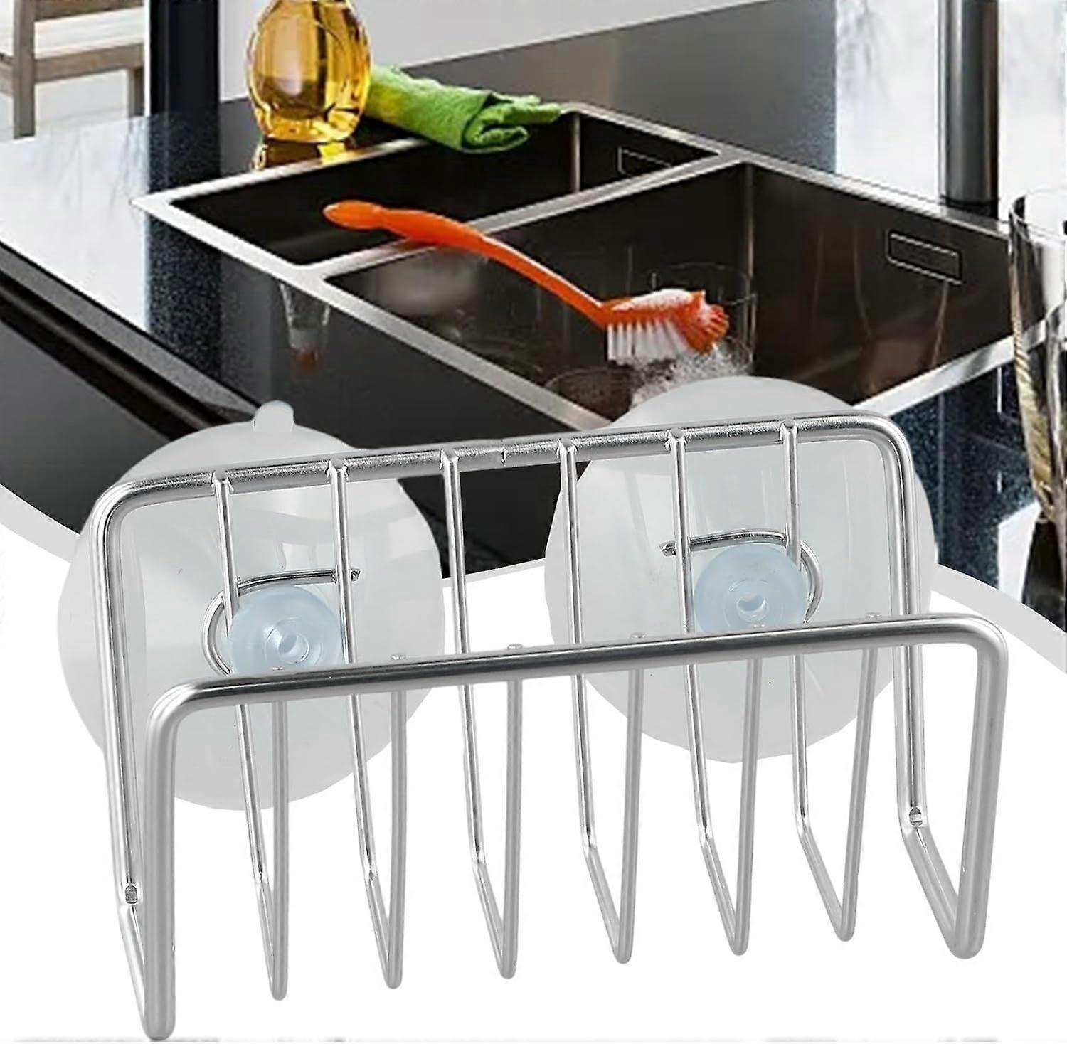 Multifunctional metal sponge holder for kitchen sink, kitchen sponge