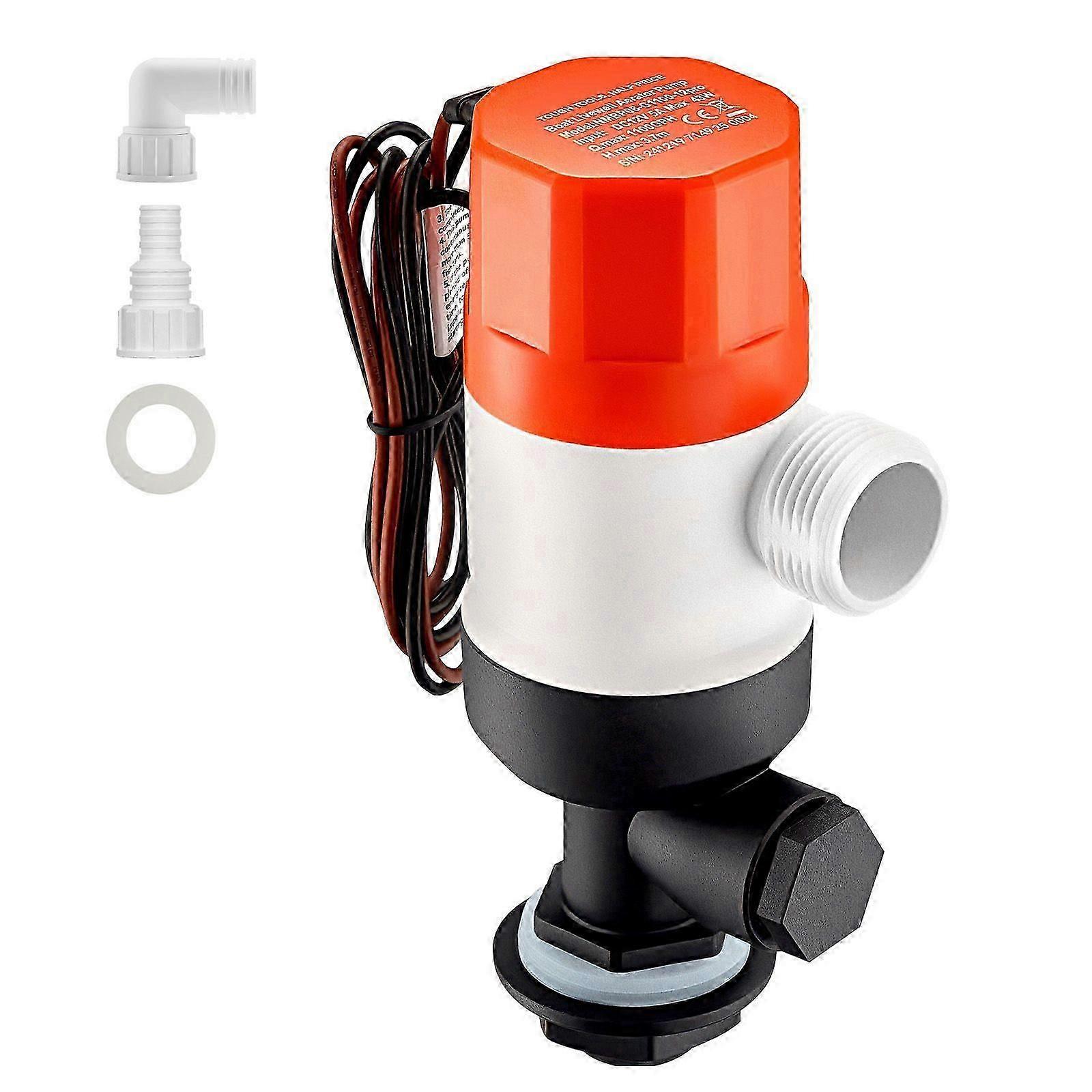 Livewell Pump for Boat, 12V 1100 GPH Straight Livewell Aerator Pump with Dual Inlet, ABA Housing & Detachable Motor Cartridge