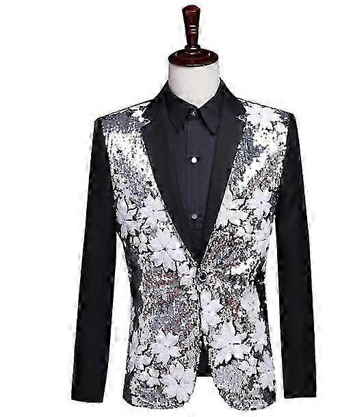 Men's black and white performance suit jacket